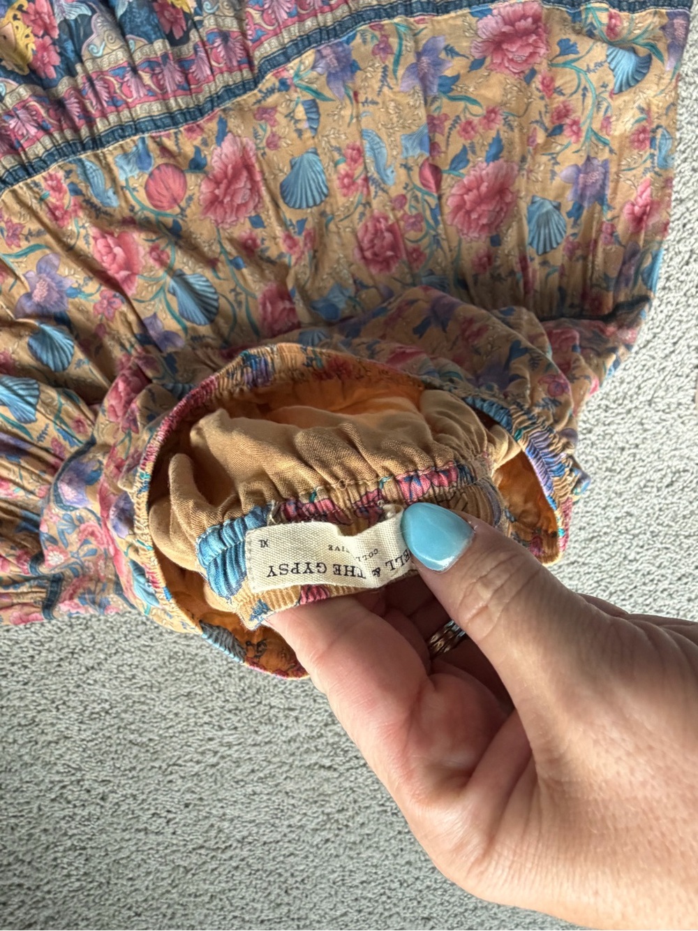Spell Floral Maxi Skirt in Mustard with Pink and Blue Floral Print